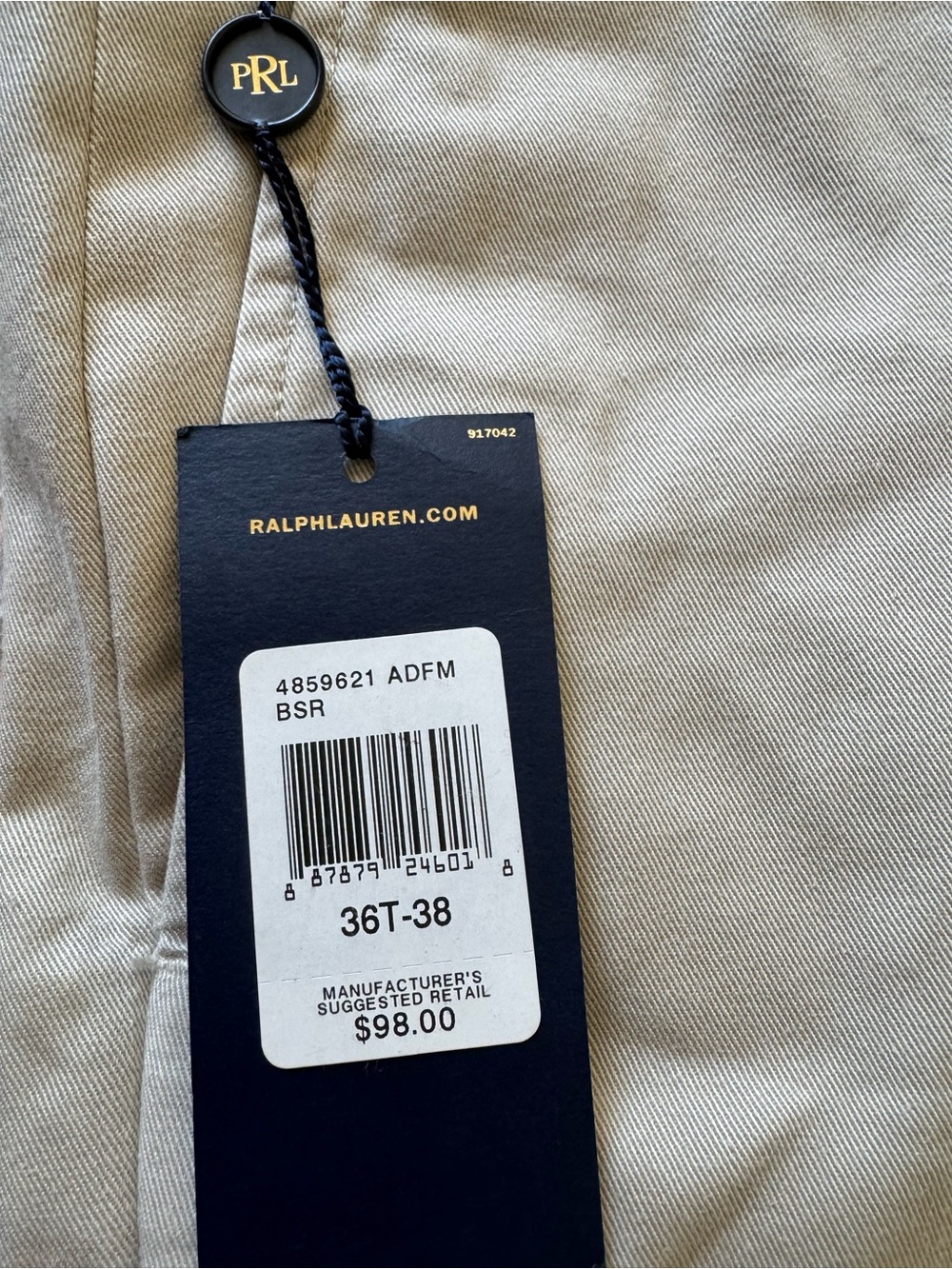 Polo Ralph Lauren Classic Fit Khaki Trousers Tall 36x38 Cotton Twill (NWT) - Picture 8 of 15